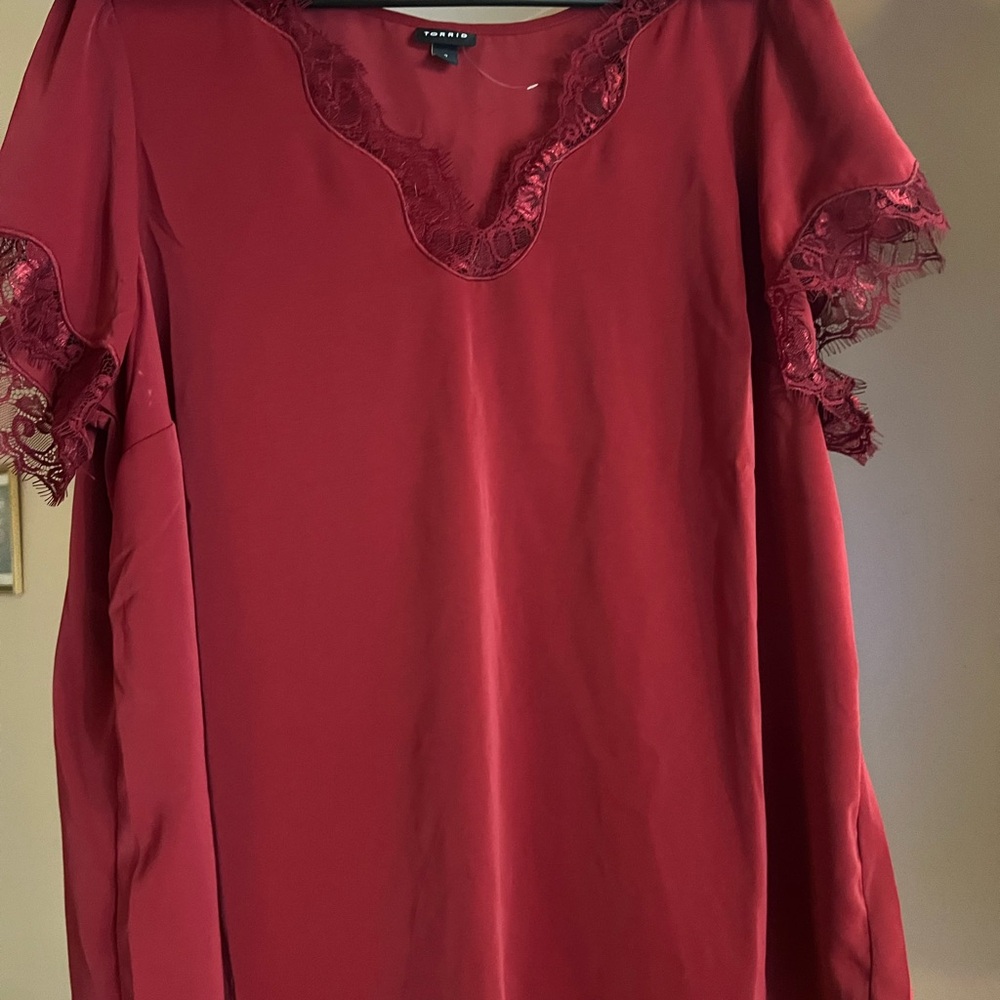 Torrid Red Lace Relaxed Blouse